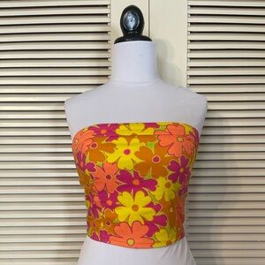 Another Girl Psychedelic Floral Tube Top